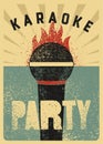 Karaoke Party typographic vintage grunge style poster design. Retro vector illustration. Royalty Free Stock Photo